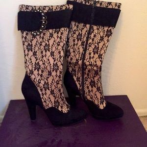 Hale Bob new in box black lace boots